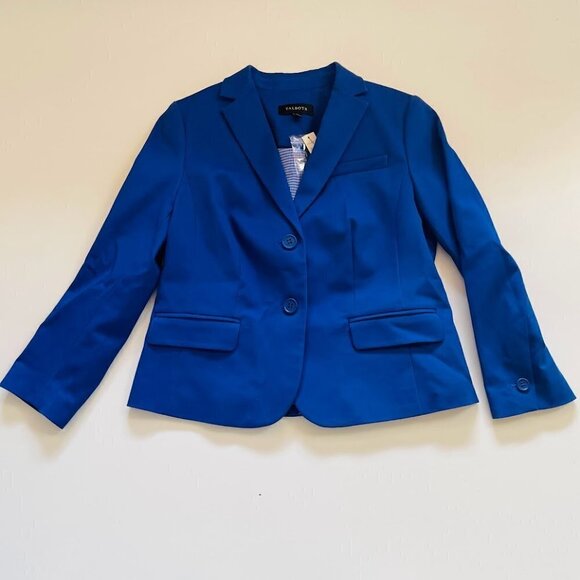 NWT Talbots Jacket Blazer Blue Two Button Long Sleeve Pocket Career Classic - Picture 1 of 9